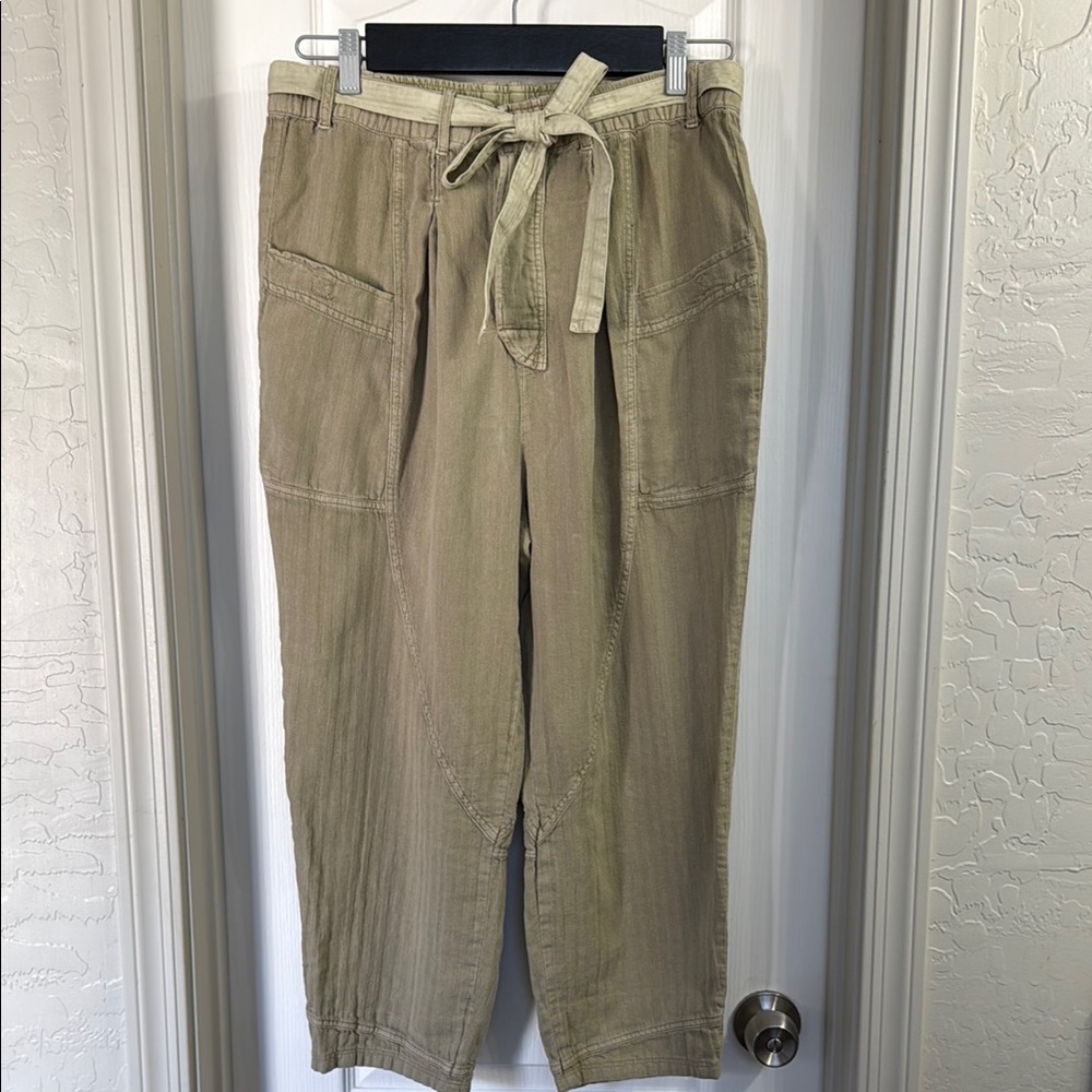 Free People Olive Green Tie-Waist Pants Size S/P